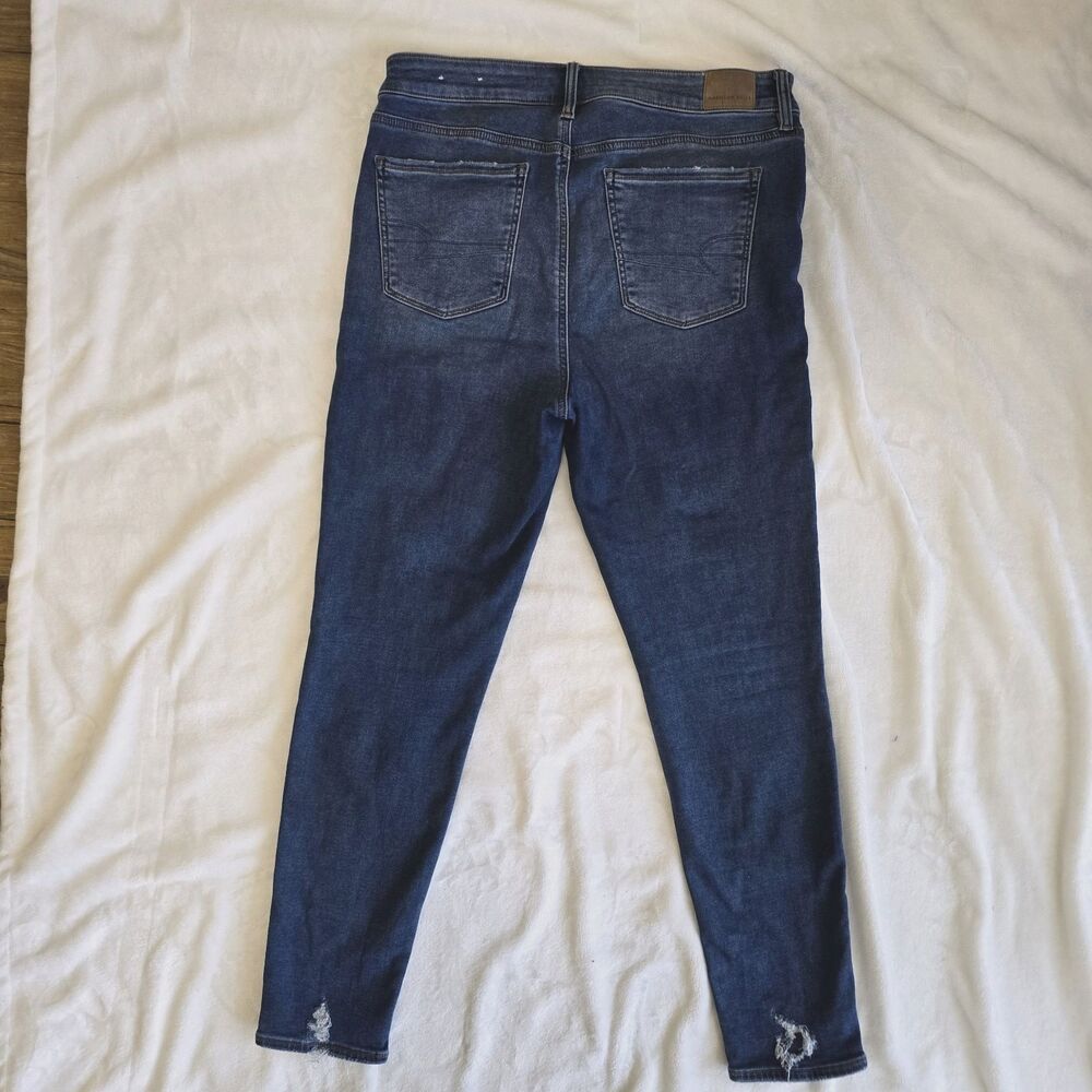 American Eagle Next Level Stretch Hi Rise Jegging Distressed Blue Jeans Size 14 - Picture 4 of 8